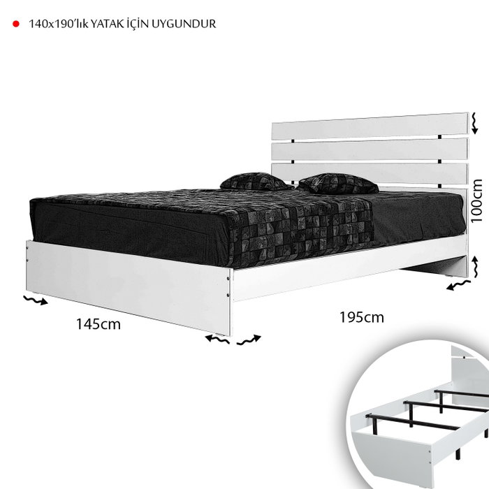 Hanah Home Somier Matrimonio 140 - Oak, Doble 140x190cm, Acabado Roble, Mueble Dormitorio